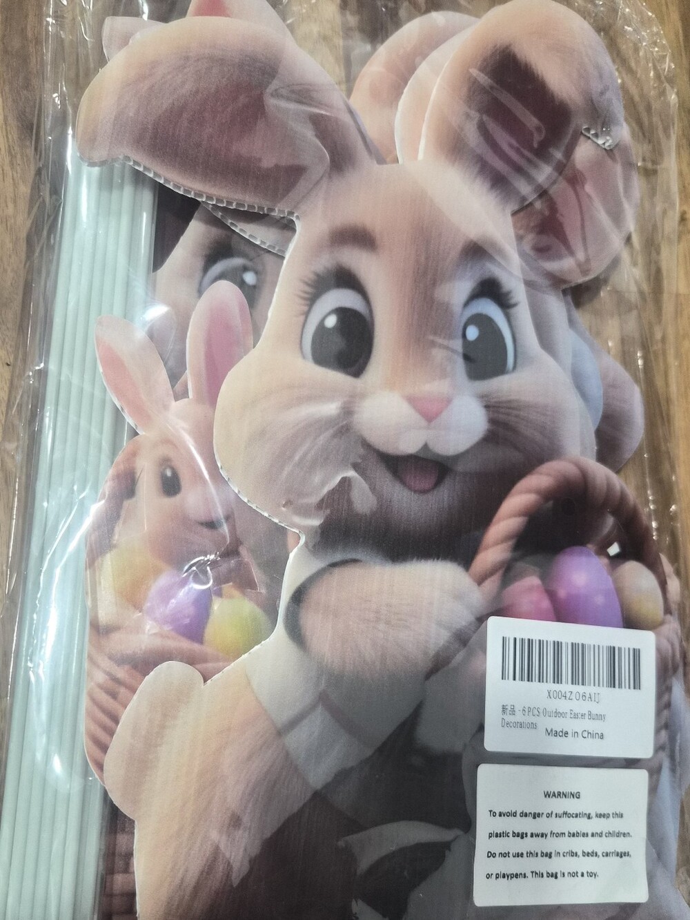 6 PCS 3D Easter Bunny Yard Signs - Waterproof Outdoor Decor with Stakes
